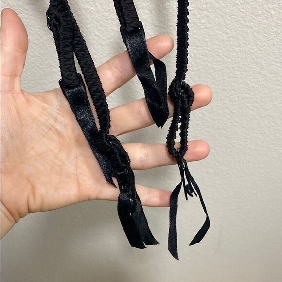 Ambrielle 34B Red & Black Lace Satin Bustier Corset‎ Garters Rockabilly - Picture 8 of 9